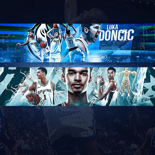 Luka Doncic and Victor Wembanyama Banners