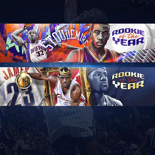 Amar'e Stoudemire and LeBron James Rookie of the Year Banners