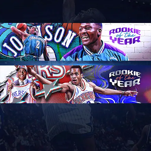 Larry Johnson and Allen Iverson Rookie of the Year Banners